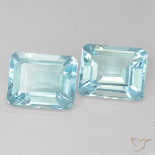Gemme di Topazio Blu verdastro chiaro naturale da 7.78 ct, Ottagonale / Taglio smeraldo, VVS-VS