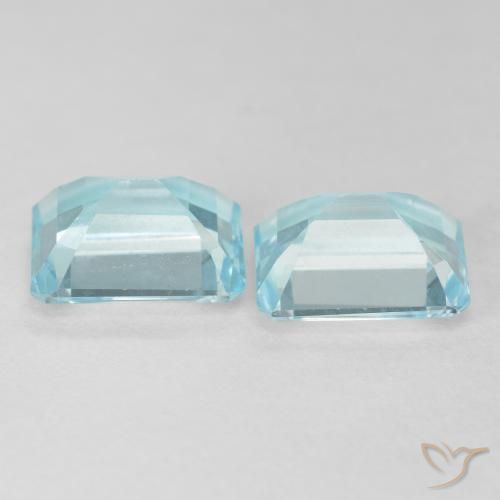 Gemme di Topazio Blu verdastro chiaro naturale da 7.78 ct, Ottagonale / Taglio smeraldo, VVS-VS