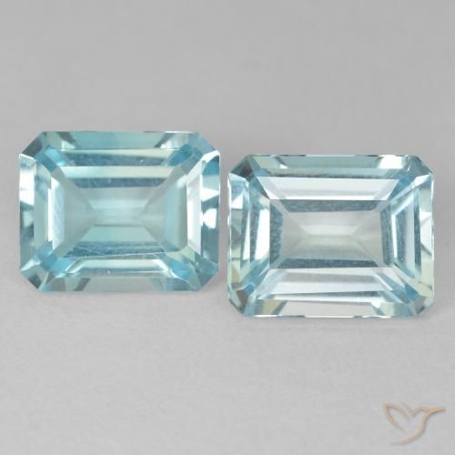 7.57ctw Naturale Blu verdastro chiaro Topazio, Taglio smeraldo, VVS-VS