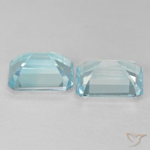 Gemme di Topazio Blu verdastro chiaro naturale da 7.57 ct, Ottagonale / Taglio smeraldo, VVS-VS