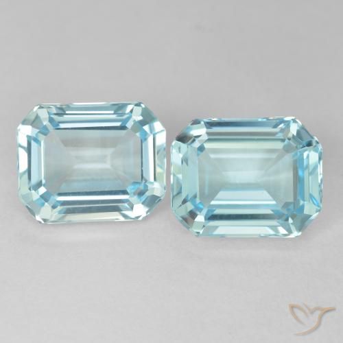 8.20ctw Naturale Blu verdastro chiaro Topazio, Taglio smeraldo, VVS-VS