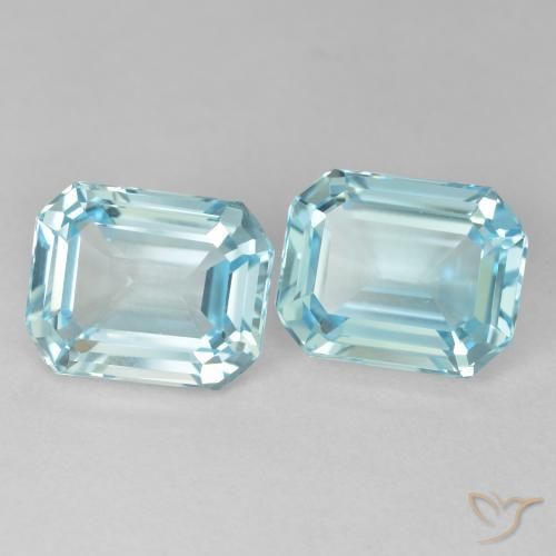 Gemme di Topazio Blu verdastro chiaro naturale da 8.20 ct, Ottagonale / Taglio smeraldo, VVS-VS
