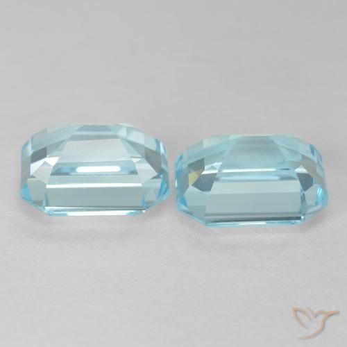 Gemme di Topazio Blu verdastro chiaro naturale da 8.20 ct, Ottagonale / Taglio smeraldo, VVS-VS
