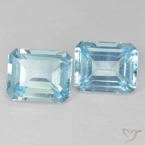 Gemme di Topazio Azzurro naturale da 7.63 ct, Ottagonale / Taglio smeraldo, VVS-VS