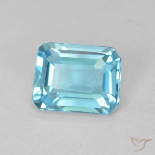 Topazio Blu svizzero naturale da 1.70 ct, Ottagonale / Taglio smeraldo, VVS