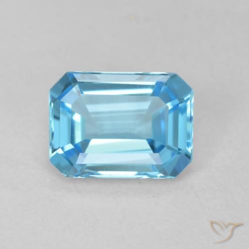 1.80ct Naturale Blu svizzero Topazio, Taglio smeraldo, VVS