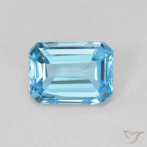 1.80ct Naturale Blu svizzero Topazio, Taglio smeraldo, VVS-VS