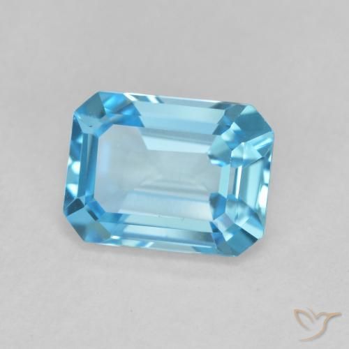 Topazio Blu svizzero naturale da 1.76 ct, Ottagonale / Taglio smeraldo, VVS-VS
