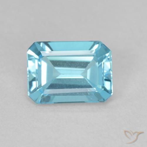 Topazio Azzurro naturale da 1.68 ct, Ottagonale / Taglio smeraldo, VVS-VS