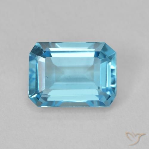 Topazio Blu svizzero naturale da 2.00 ct, Ottagonale / Taglio smeraldo, VVS-VS