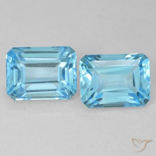 Gemme di Topazio Blu svizzero naturale da 4.34 ct, Ottagonale / Taglio smeraldo, VVS-VS
