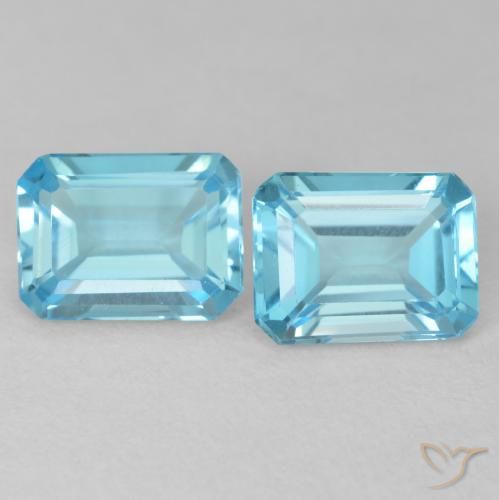 3.70ctw Naturale Blu verdastro chiaro Topazio, Taglio smeraldo, VVS-VS