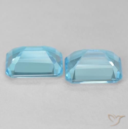 Gemme di Topazio Blu verdastro chiaro naturale da 3.70 ct, Ottagonale / Taglio smeraldo, VVS-VS