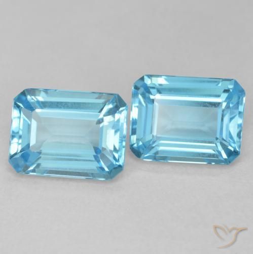 Gemme di Topazio Blu svizzero naturale da 3.75 ct, Ottagonale / Taglio smeraldo, VVS-VS