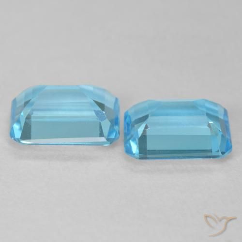 Gemme di Topazio Blu svizzero naturale da 3.75 ct, Ottagonale / Taglio smeraldo, VVS-VS