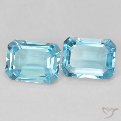 Gemme di Topazio Azzurro cielo chiaro naturale da 3.32 ct, Ottagonale / Taglio smeraldo, VVS-VS
