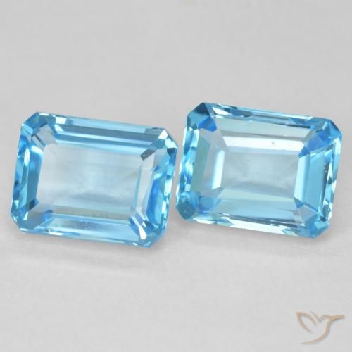 Gemme di Topazio Blu svizzero naturale da 4.00 ct, Ottagonale / Taglio smeraldo, VVS