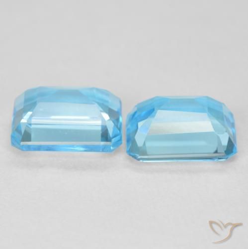 Gemme di Topazio Blu svizzero naturale da 4.00 ct, Ottagonale / Taglio smeraldo, VVS