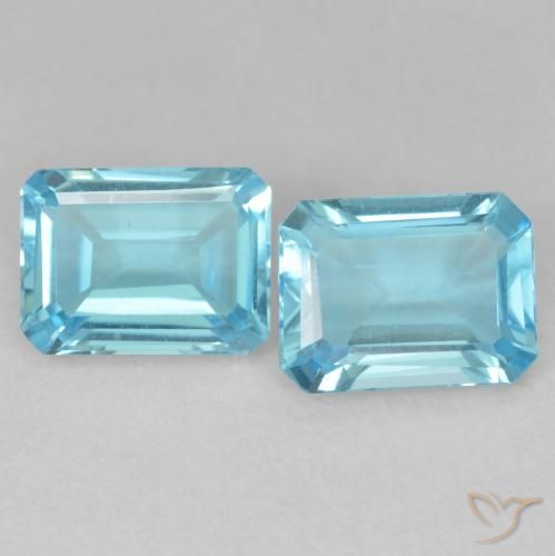 3.60ctw Naturale Azzurro Topazio, Taglio smeraldo, VVS