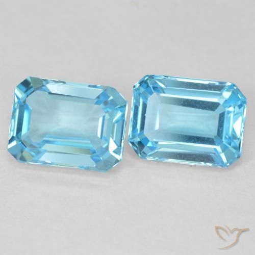 Gemme di Topazio Blu svizzero naturale da 4.05 ct, Ottagonale / Taglio smeraldo, VVS