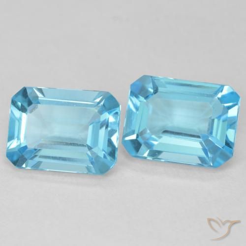 Gemme di Topazio Blu svizzero naturale da 3.62 ct, Ottagonale / Taglio smeraldo, VVS