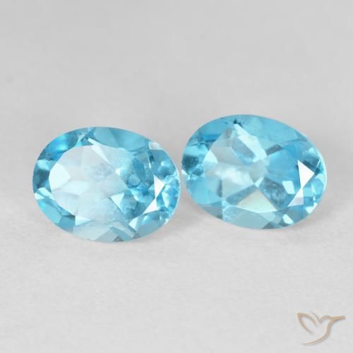 Gemme di Topazio Celeste naturale da 4.90 ct, Ovale, VVS-VS