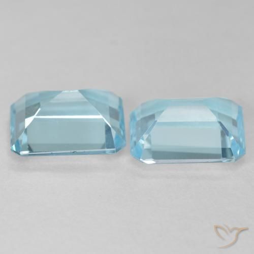 Gemme di Topazio Celeste naturale da 7.33 ct, Ottagonale / Taglio smeraldo, VVS-VS