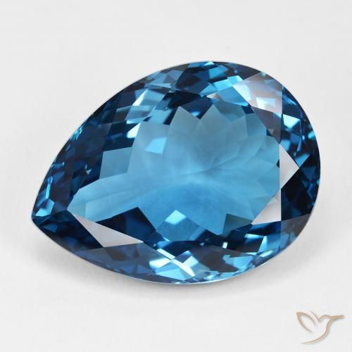 Topazio Blu London naturale da 46.46 ct, Forma a pera, IF