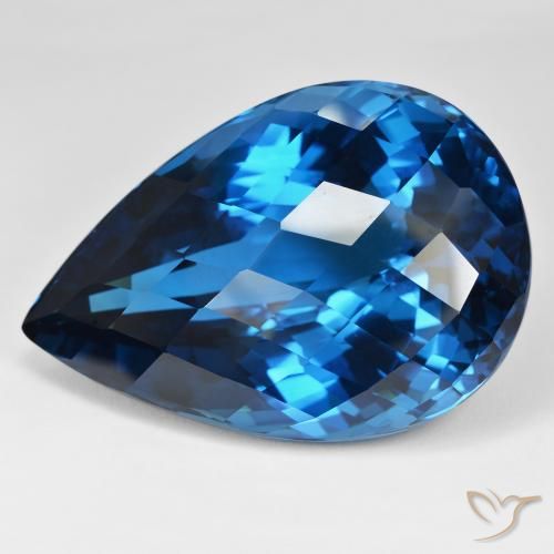 215.16ct Naturale Blu London Topazio, Forma a pera, VVS