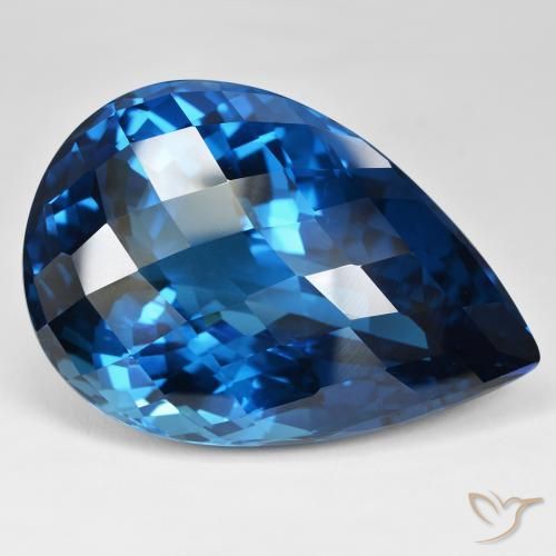 Topazio Blu London naturale da 215.16 ct, Forma a pera, VVS