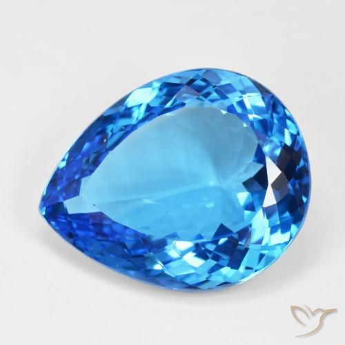 55.81ct Naturale Blu profondo azzurro Topazio, Forma a pera, IF