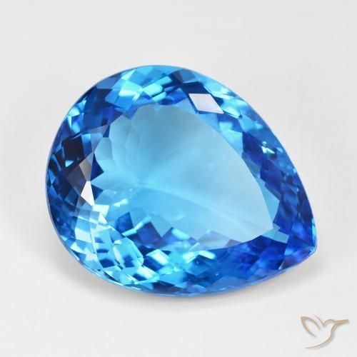 Topazio Blu profondo azzurro naturale da 55.81 ct, Forma a pera, IF