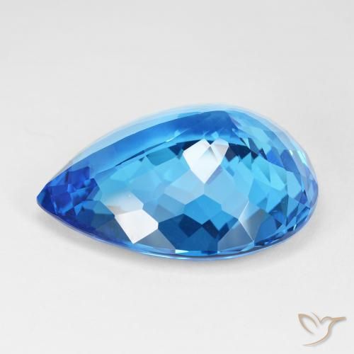 Topazio Blu profondo azzurro naturale da 55.81 ct, Forma a pera, IF