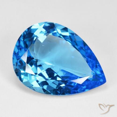 Topazio Blu Svizzero Profondo naturale da 29.39 ct, Forma a pera, VS