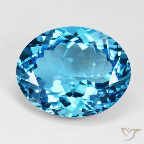 35.58ct Naturale Blu svizzero Topazio, Ovale, VVS
