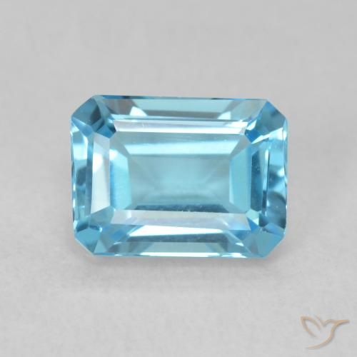 Topazio naturale blu da 1,86 ct, taglio smeraldo, VVS