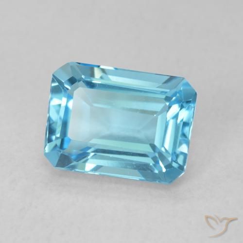 Topazio naturale blu da 1,86 ct, taglio smeraldo, VVS