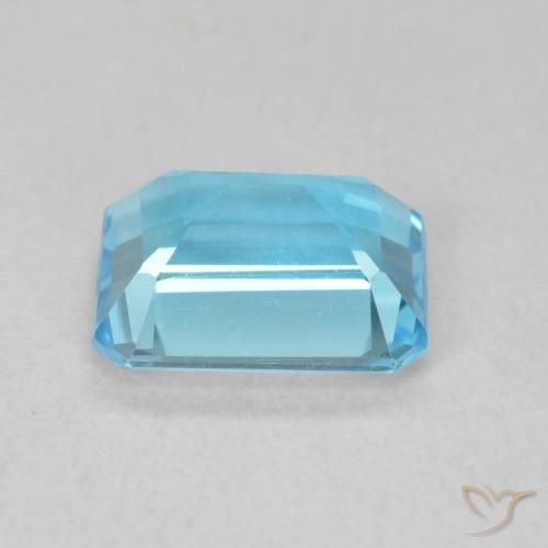 Topazio naturale blu da 1,86 ct, taglio smeraldo, VVS