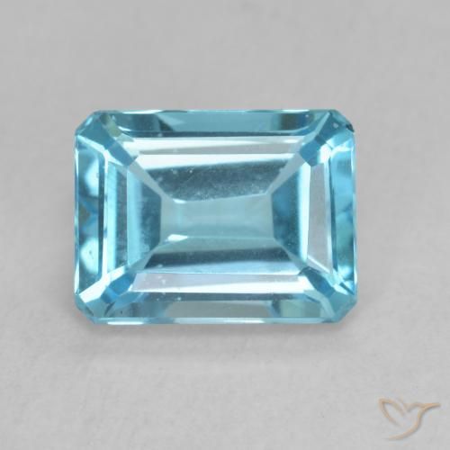 1.98ct Naturale Blu svizzero Topazio, Taglio smeraldo, VVS-VS