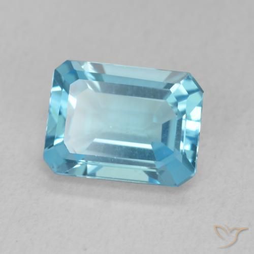 Topazio Blu svizzero naturale da 1.74 ct, Ottagonale / Taglio smeraldo, VVS-VS