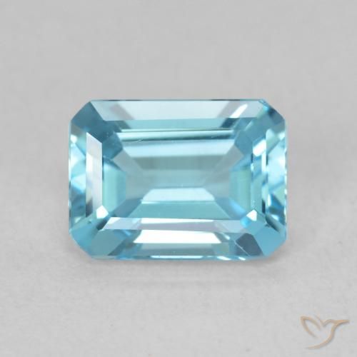 1.82ct Naturale Blu verdastro chiaro Topazio, Taglio smeraldo, VVS
