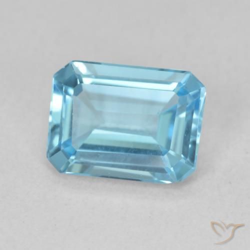 Topazio Blu svizzero naturale da 1.74 ct, Ottagonale / Taglio smeraldo, VVS