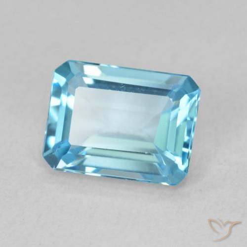 Topazio Blu svizzero naturale da 1.85 ct, Ottagonale / Taglio smeraldo, VVS