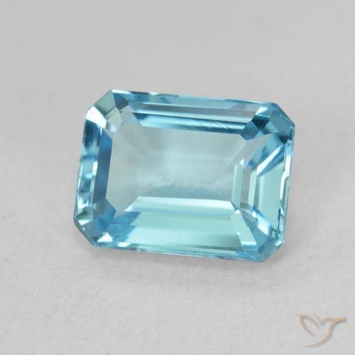 Topazio Azzurro naturale da 1.87 ct, Ottagonale / Taglio smeraldo, VVS