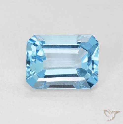 1.88ct Naturale Celeste Topazio, Taglio smeraldo, VVS