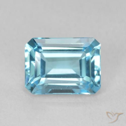 1.80ct Naturale Bambina blu Topazio, Taglio smeraldo, VVS