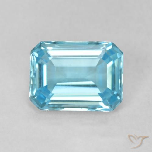 1.82ct Naturale Celeste Topazio, Taglio smeraldo, VVS