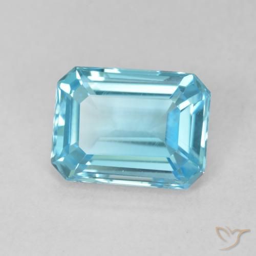 Topazio Celeste naturale da 1.82 ct, Ottagonale / Taglio smeraldo, VVS