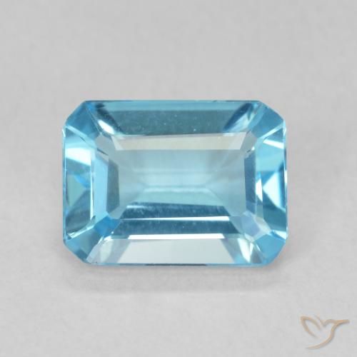 Topazio Blu svizzero naturale da 1.68 ct, Ottagonale / Taglio smeraldo, VVS