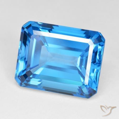 Topazio Blu Svizzero Profondo naturale da 60.43 ct, Ottagonale / Taglio smeraldo, IF